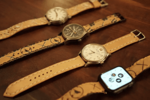 leather watch bands, analog and apple watch