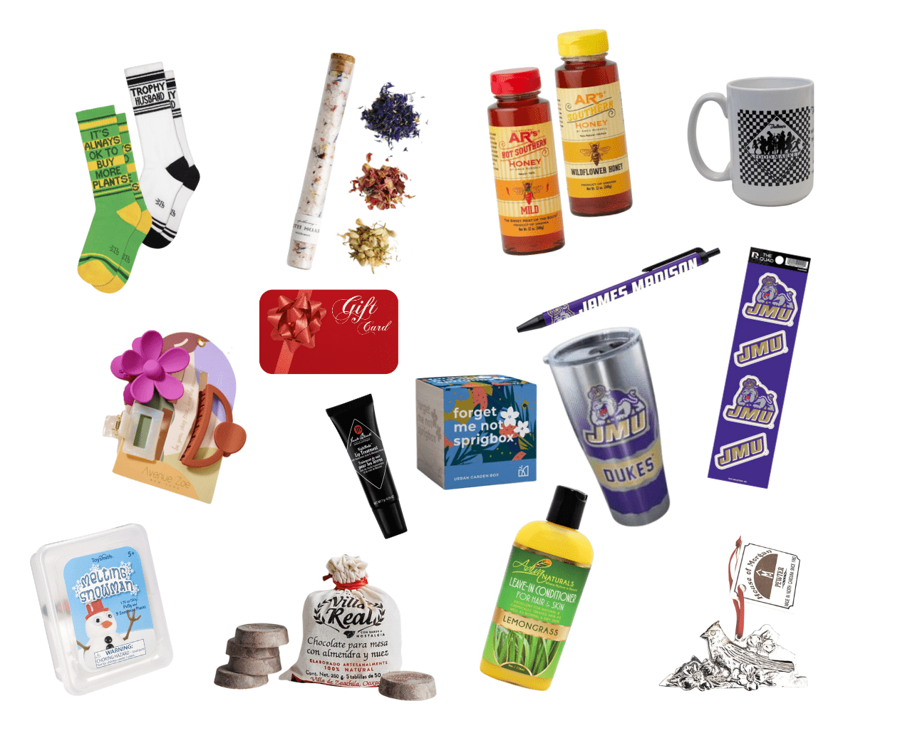 A collage of stocking stuffer ideas from local Richmond businesses